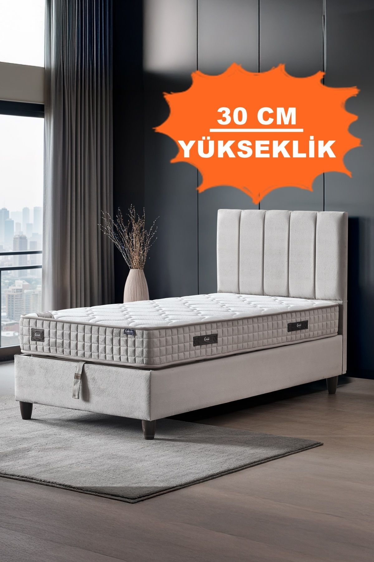 AEKA AE-7805-1 ZAMBAK LÜKS TEK KİŞİLİK YATAK, ÖZEL PAKET YAYLI, FULL ORTOPEDİK, ANTİBAKTERİYEL KUMAŞ