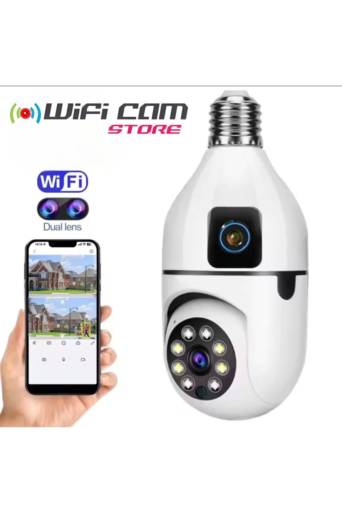 WİFİCAM Çift Kameralı Duy Girişli Kablosuz WİFİ Kamera