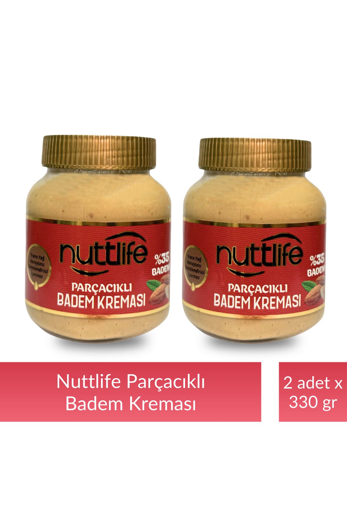 nuttlife Parçacıklı Badem Kreması 330 gr x 2 adet