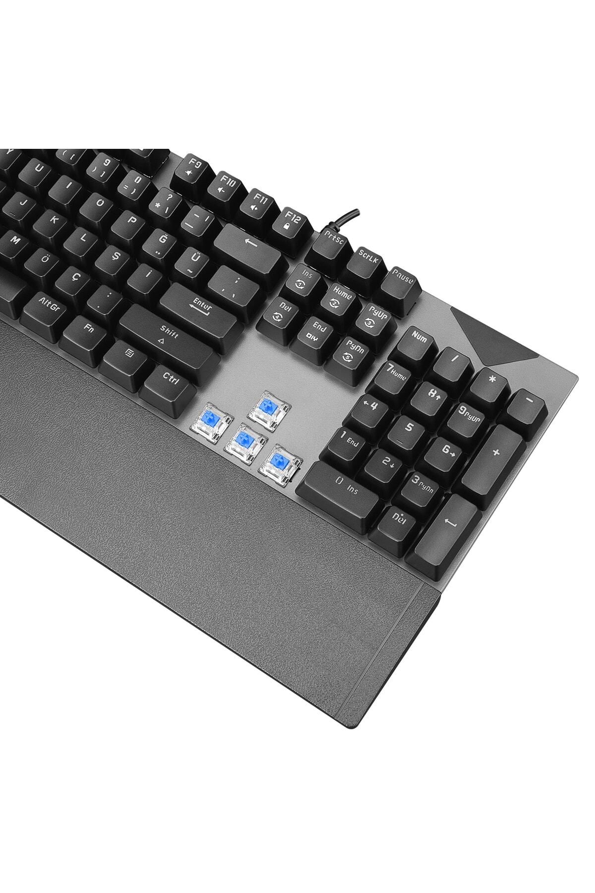 Everest Mk7 Gri Usb Bilek Destekli Mekanik Klavye Q Blue Switch Gaming Oyuncu Klavyesi-8