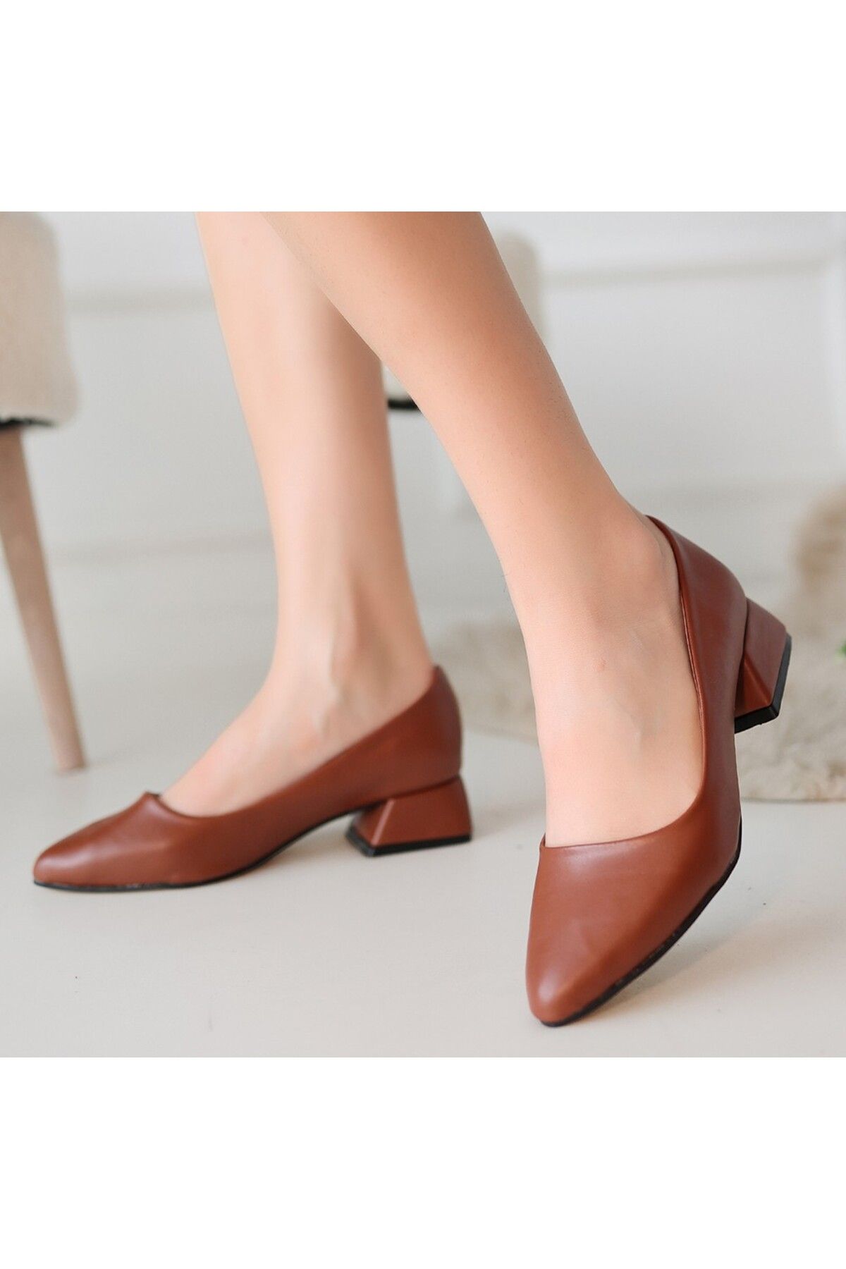 Moka Shopin-Mokashopin Desniy Tan Skin Heeled Shoes 4