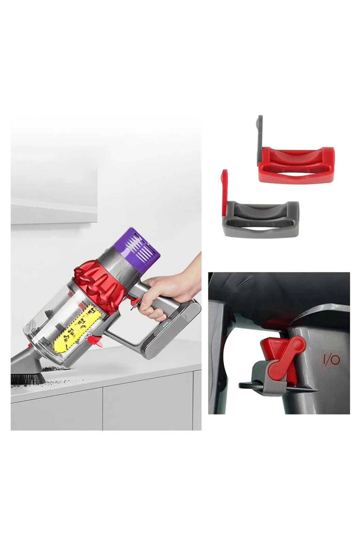 srfn ticaret Dyson Şarjlı Süpürgeleri V6/V7/V8/V10/V11/V15 ile Uyumlu Tetik Kilidi - 2 Adet
