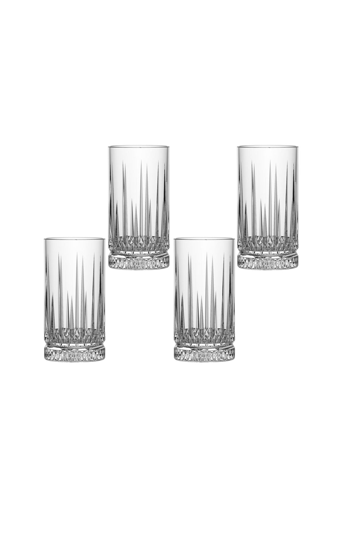 Vadi-Bianca Set of 4 Crystal Patterned Glass Soft Drink Glasses 466 ml - Stylish and Convenient 2
