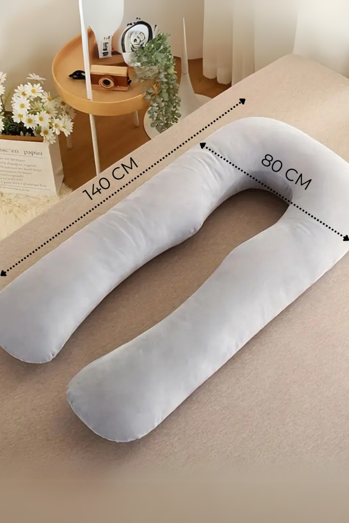 MoMMe 5 Bölge Destekli Hamile Yastığı - %100 Pamuk, Fermuarlı ve Yıkanabilir, 3 kg Boncuk Elyaf Dolgu fotoğrafı 2 (önizleme)