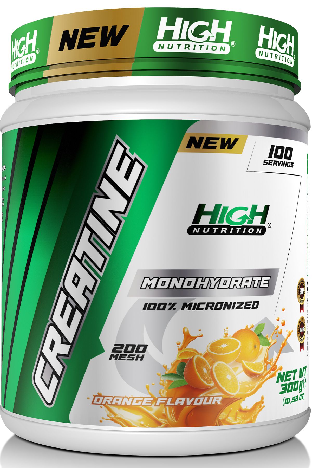 High Nutrition Micronized Creatine Monohydrate 300 Gr 100 Servis Kreatine Portakal Aromalı