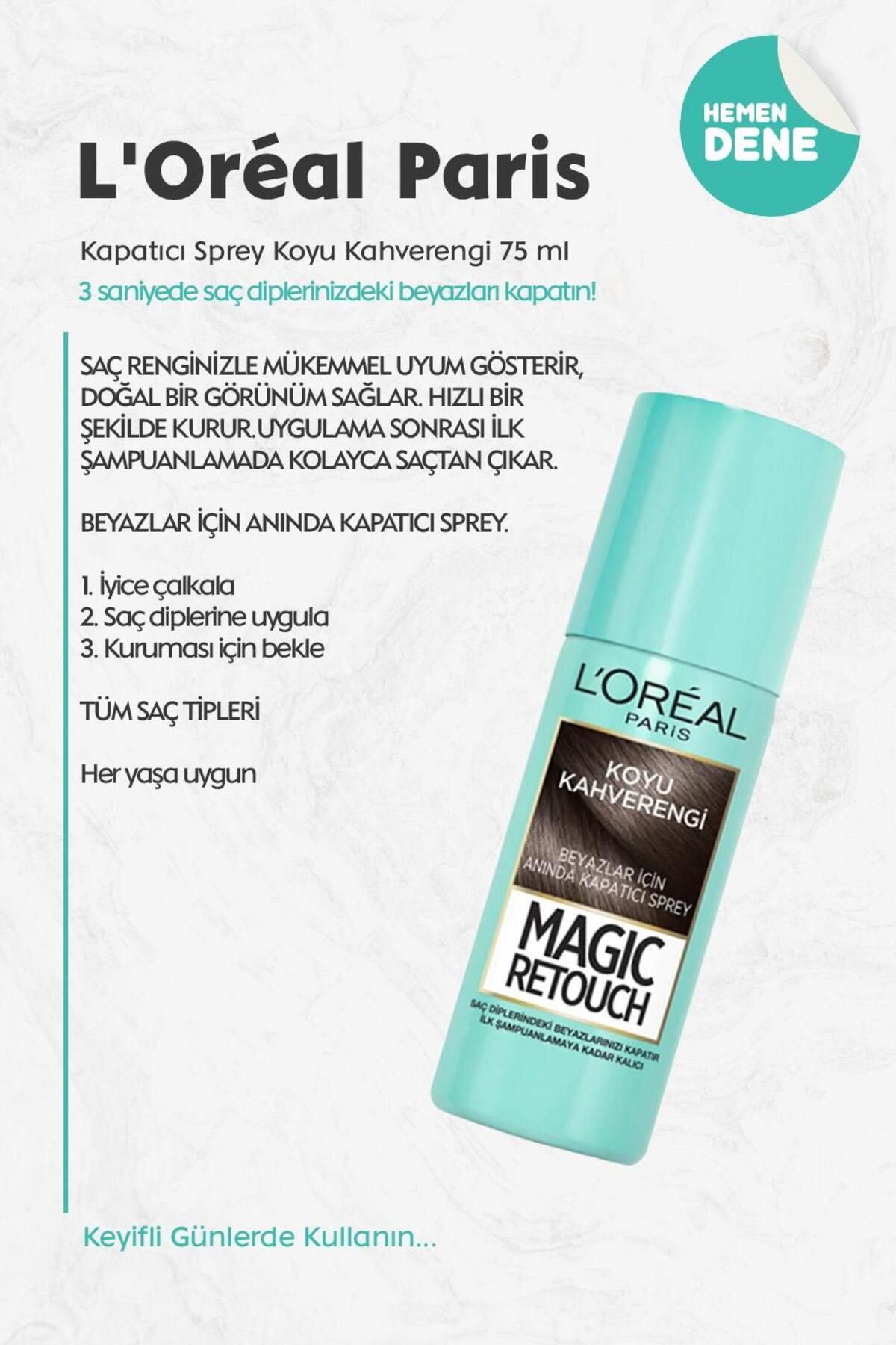 L'Oreal Paris Loreal Paris Kapatıcı Sprey Koyu Kahverengi 75 ml