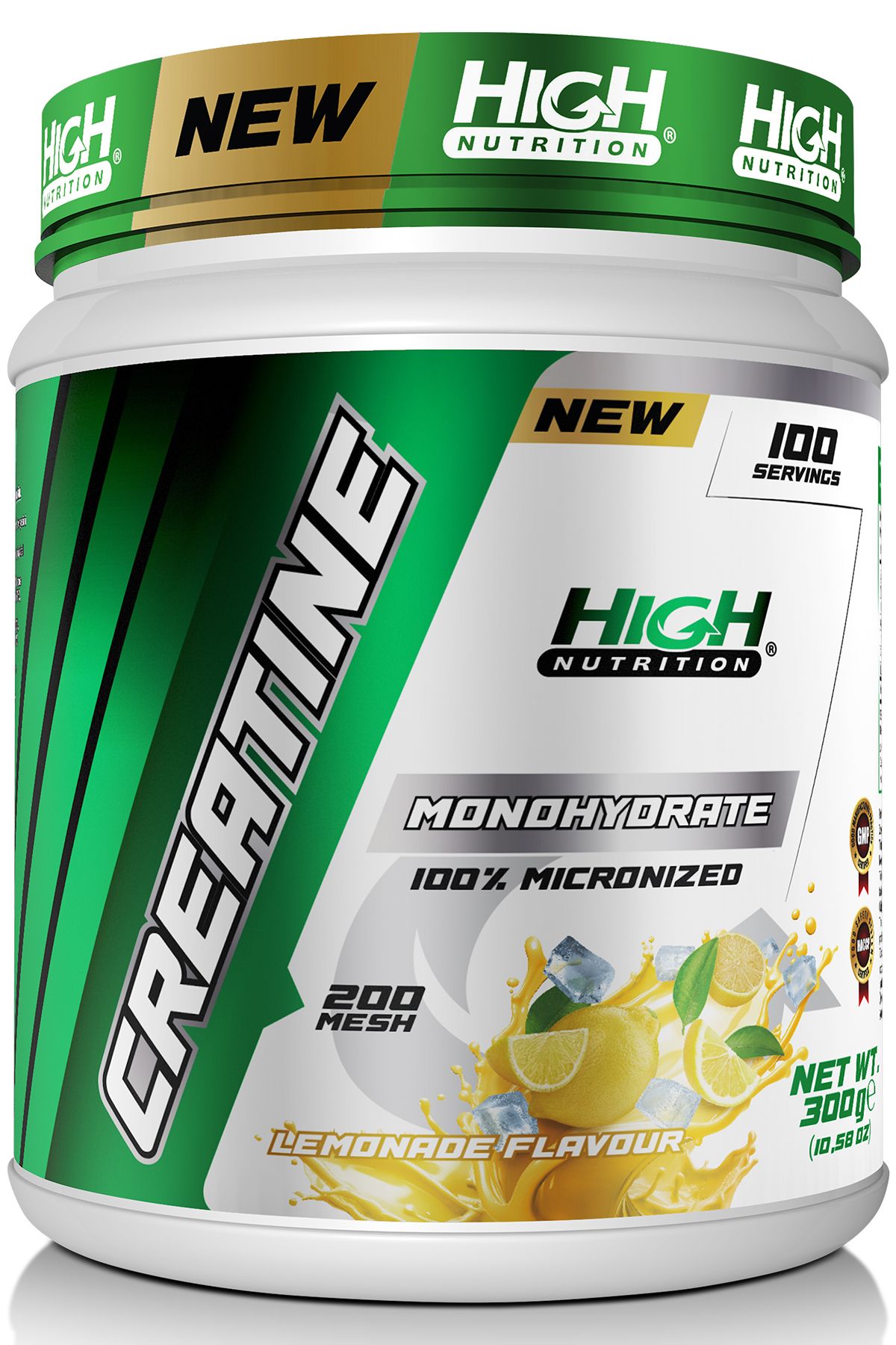 High Nutrition Micronized Creatine Monohydrate 300 Gr 100 Servis Kreatine Limon Aromalı