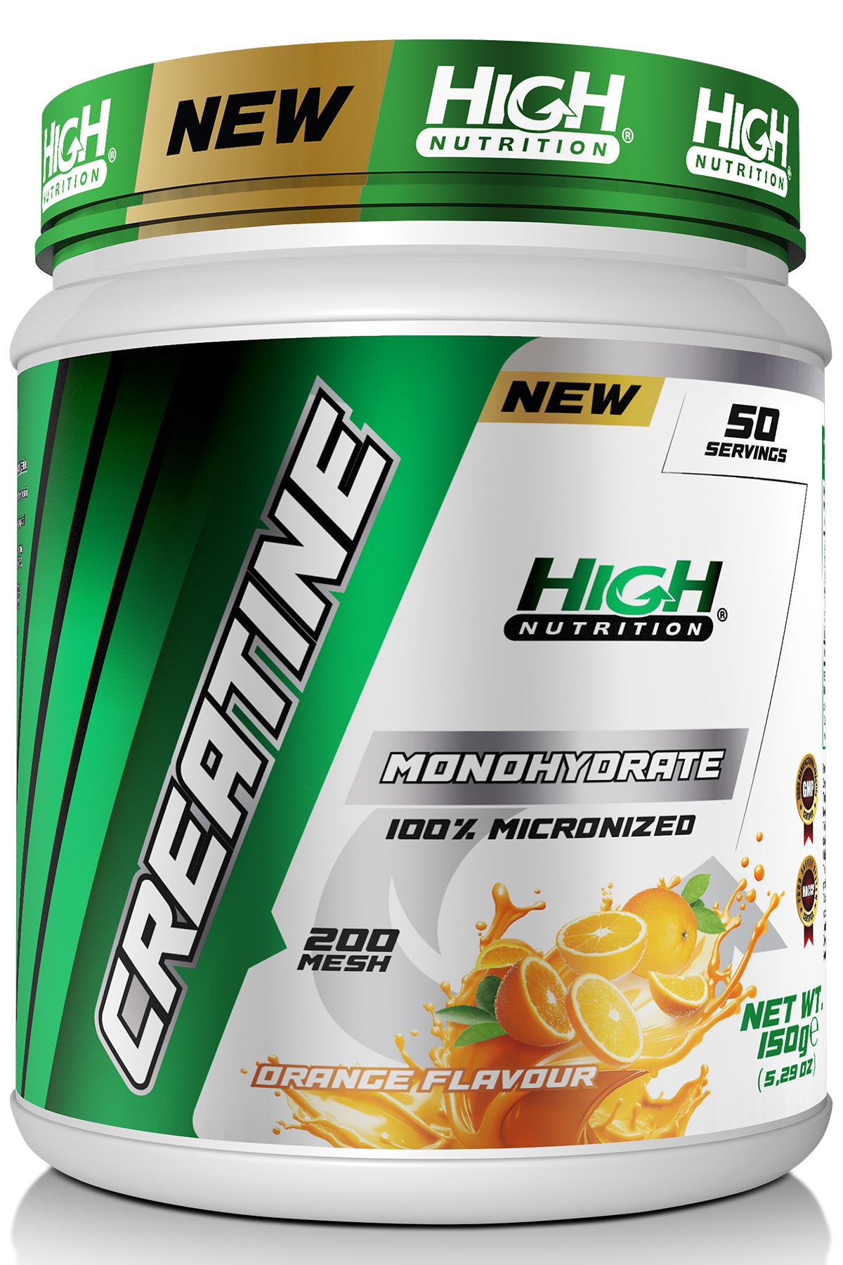 High Nutrition Micronized Creatine Monohydrate 150 Gr 50 Servis Kreatine Portakal Aromalı