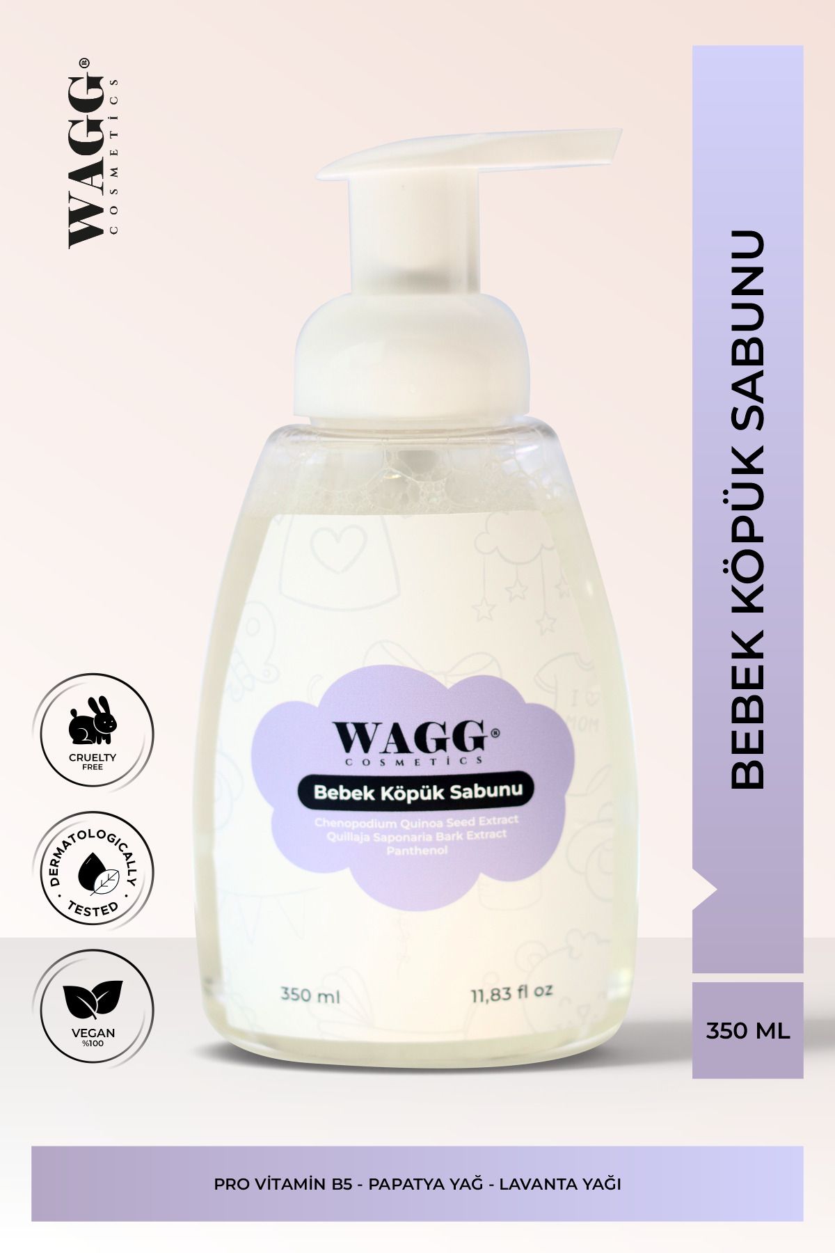 WAGG Cosmetics Doğal İçeriklerle Bebek Köpük Sabun 350ML