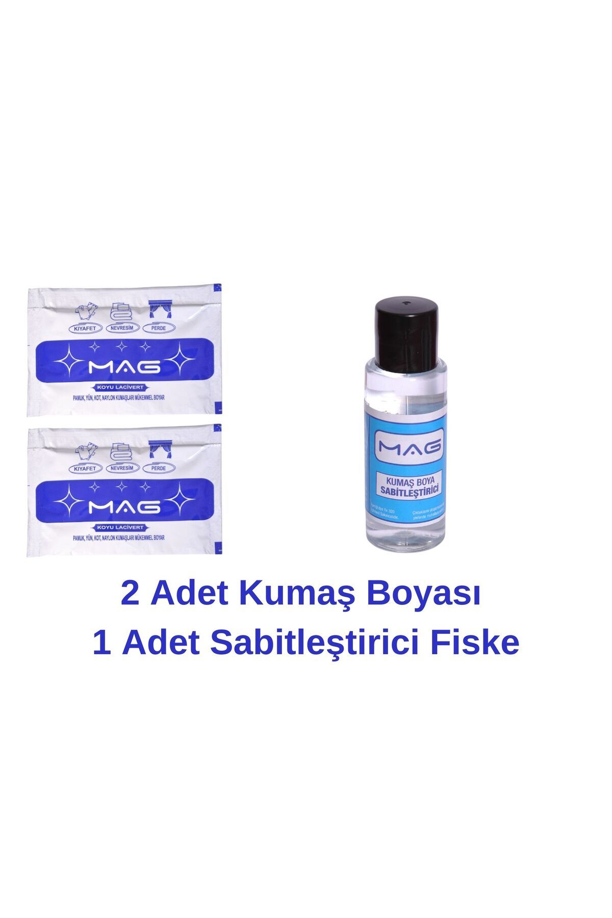 Mag Shoes Care Mag Kumaş Boyası Koyu Lacivert 2 Paket + 1 Paket Sabitleştirici Fiske