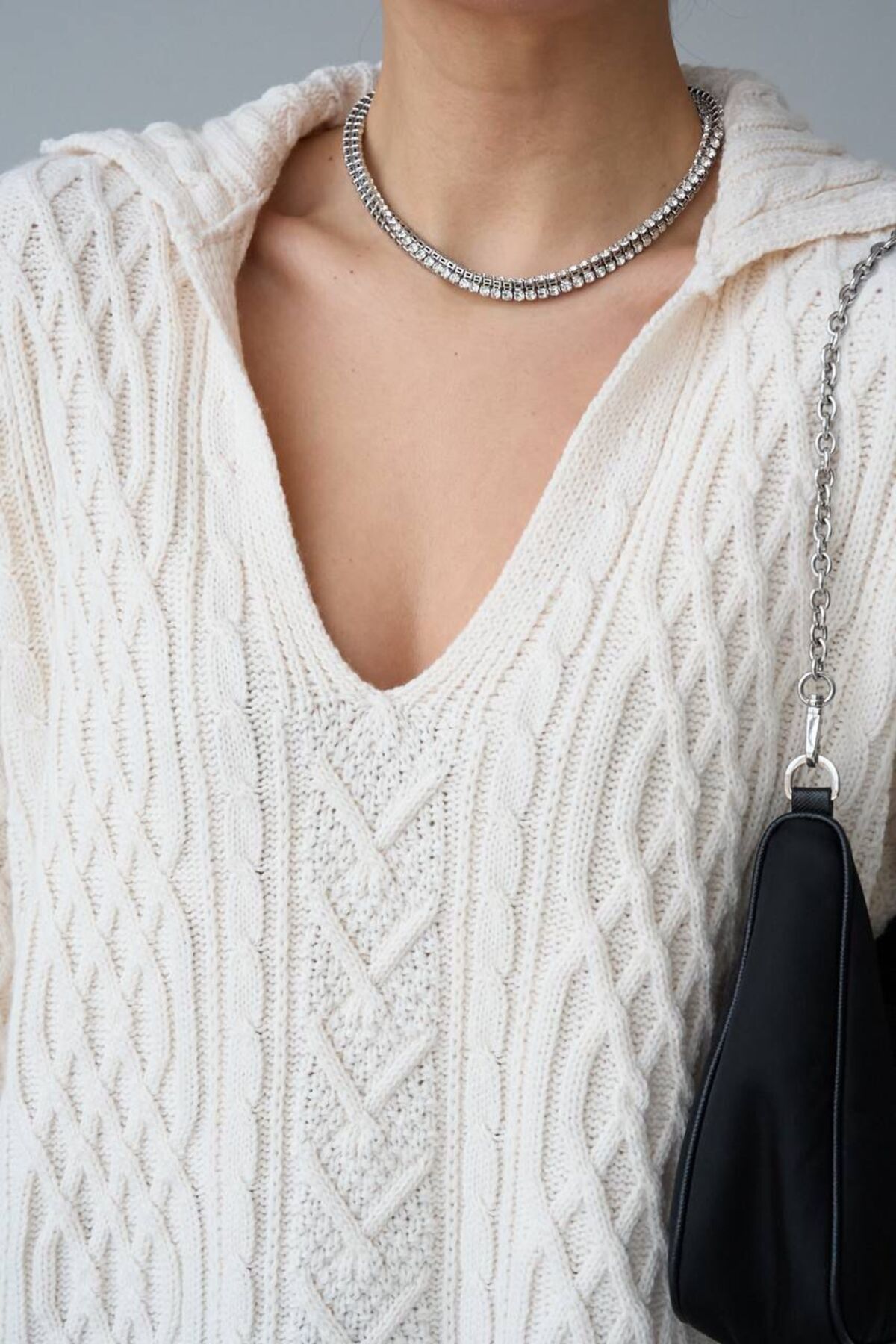 My Blog-Cremefarbener, geflochtener Pullover mit Knopfleiste - 241265 3