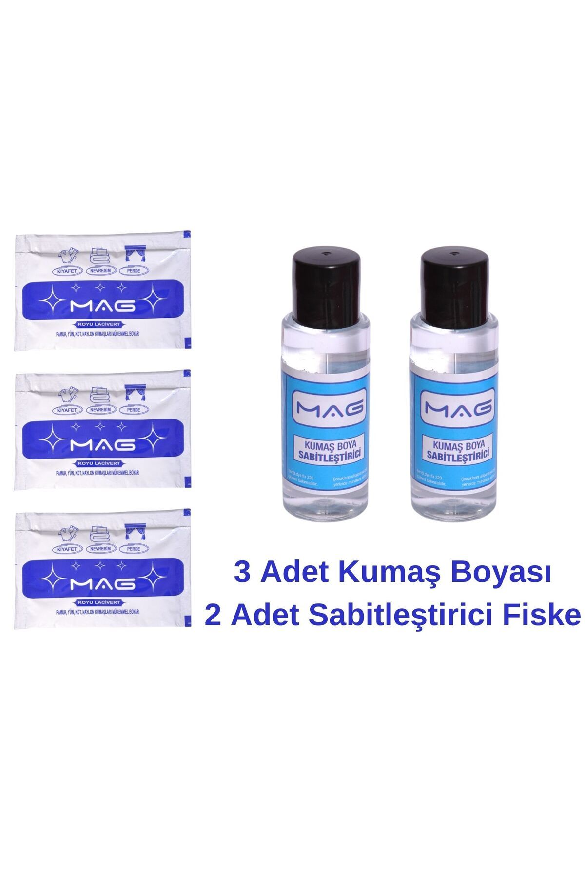 Mag Shoes Care Mag Kumaş Boyası Koyu Lacivert 3 Paket + 2 Paket Sabitleştirici Fiske