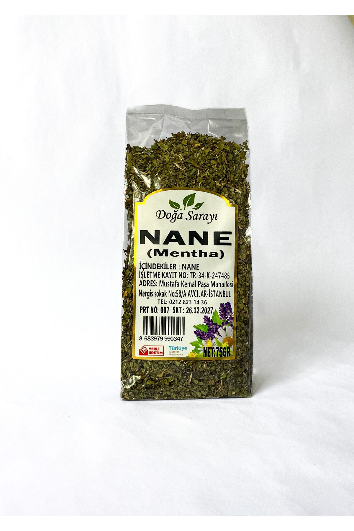 Doğa Sarayı Nane 75gr, Kuru Nane, Peppermint, Mentha Piperita, Elenmiş