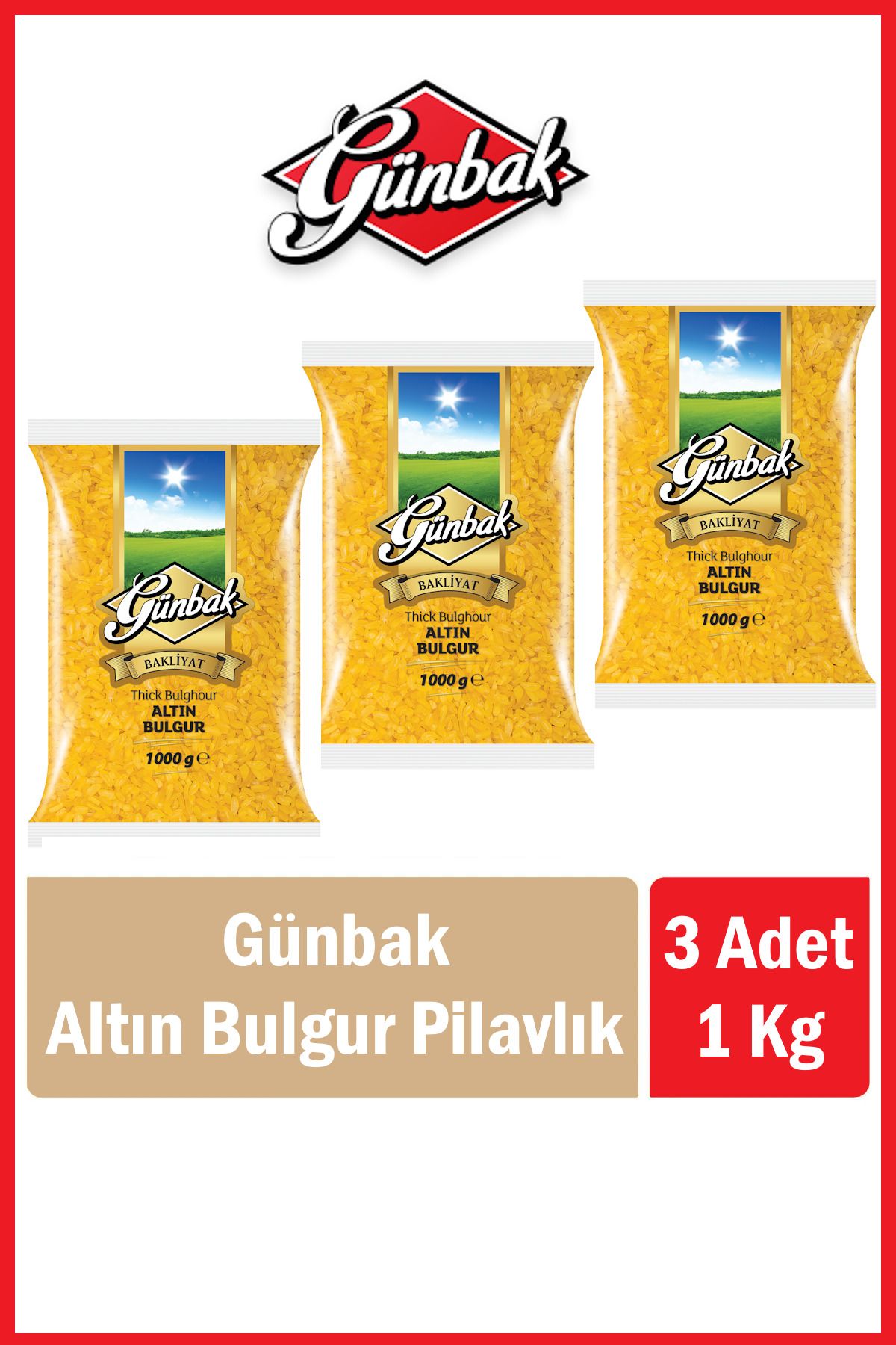 Günbak Altın Bulgur Pilavlık 1 Kg x 3 Adet