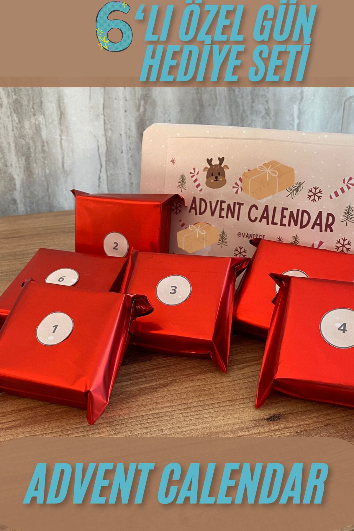 VANİSCE Advent Calendar Yılbaşı Hediye Seti 6 Farklı Paket Hediye Seti Hediye Takvimi