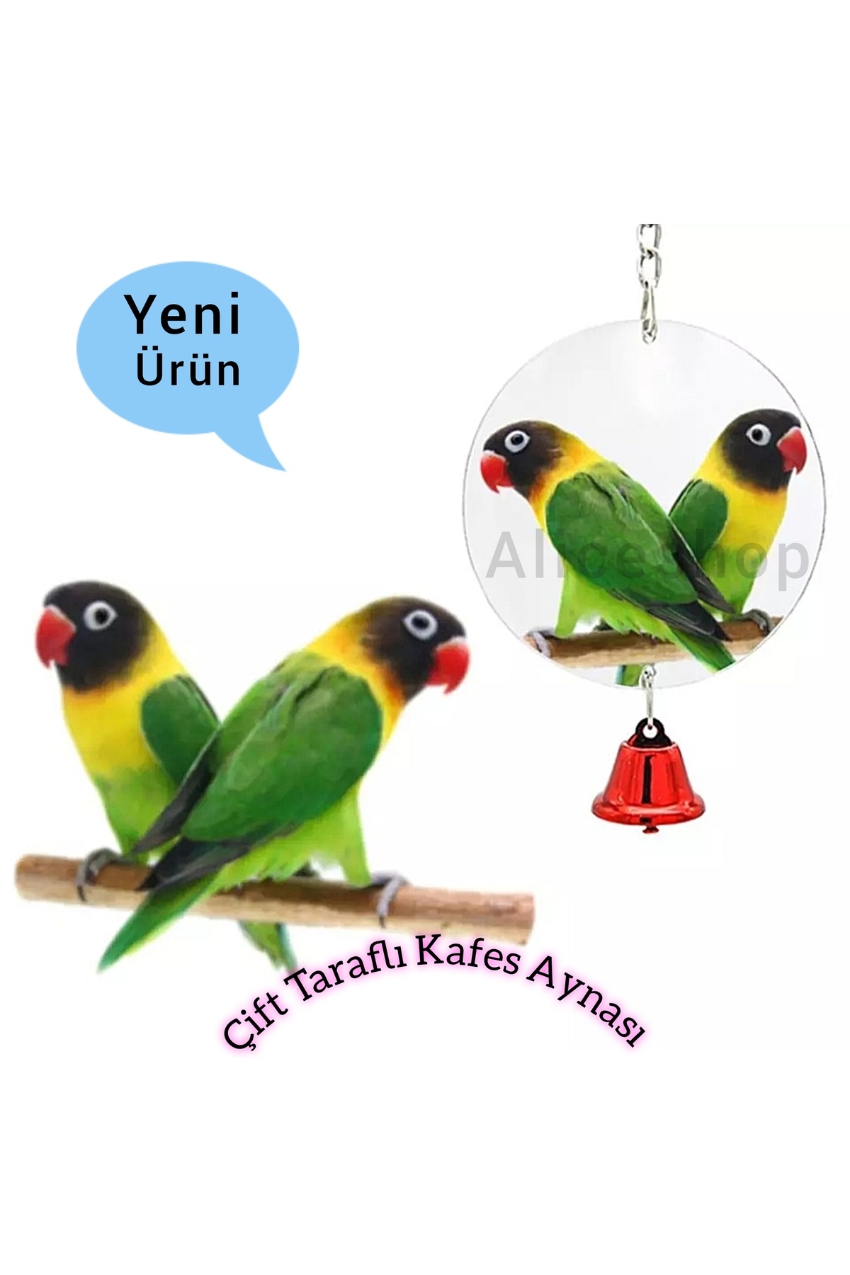 aliceshop Kafes Aynası Daire Çift Taraflı Sultan Sevda Cennet Muhabbet ve Boyutlarındaki Kuşlar için