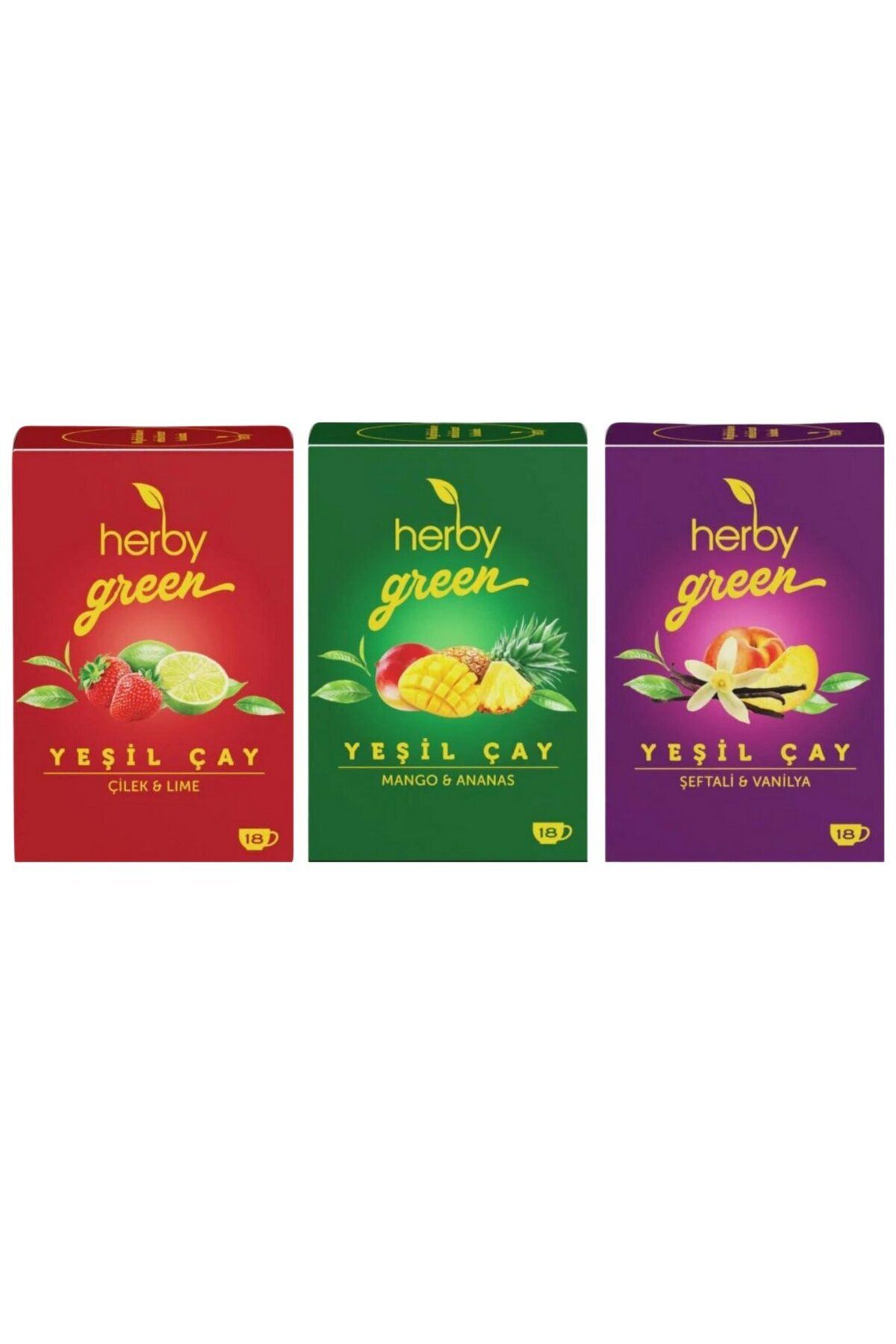 ODN Herby Yeşil Çay Seti 3'lü (Çilek ve Lime - Mango ve Ananas- Şeftali ve Vanilya)