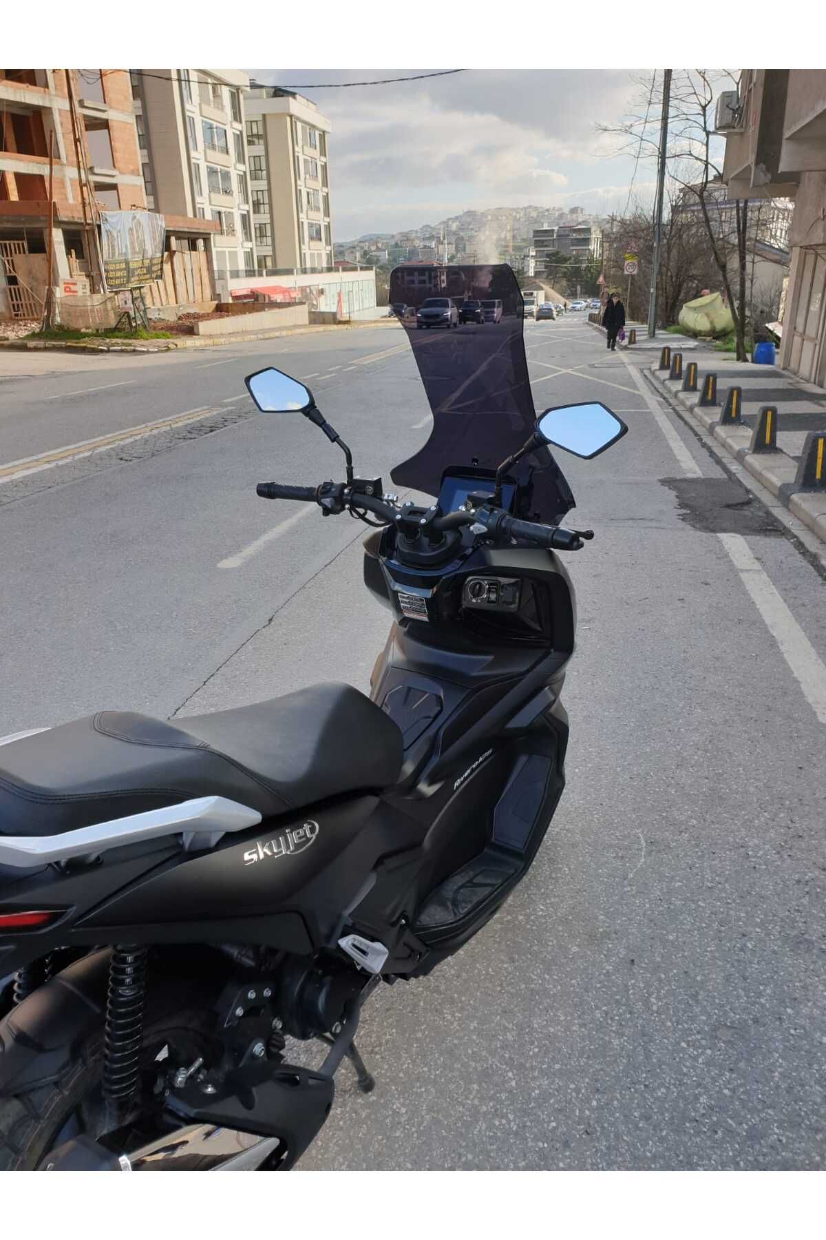 Skyjet Rivero 125 Siperlik Ön Cam 2025 Model 78cm Siyah Renkli 4mm UZUN CAM