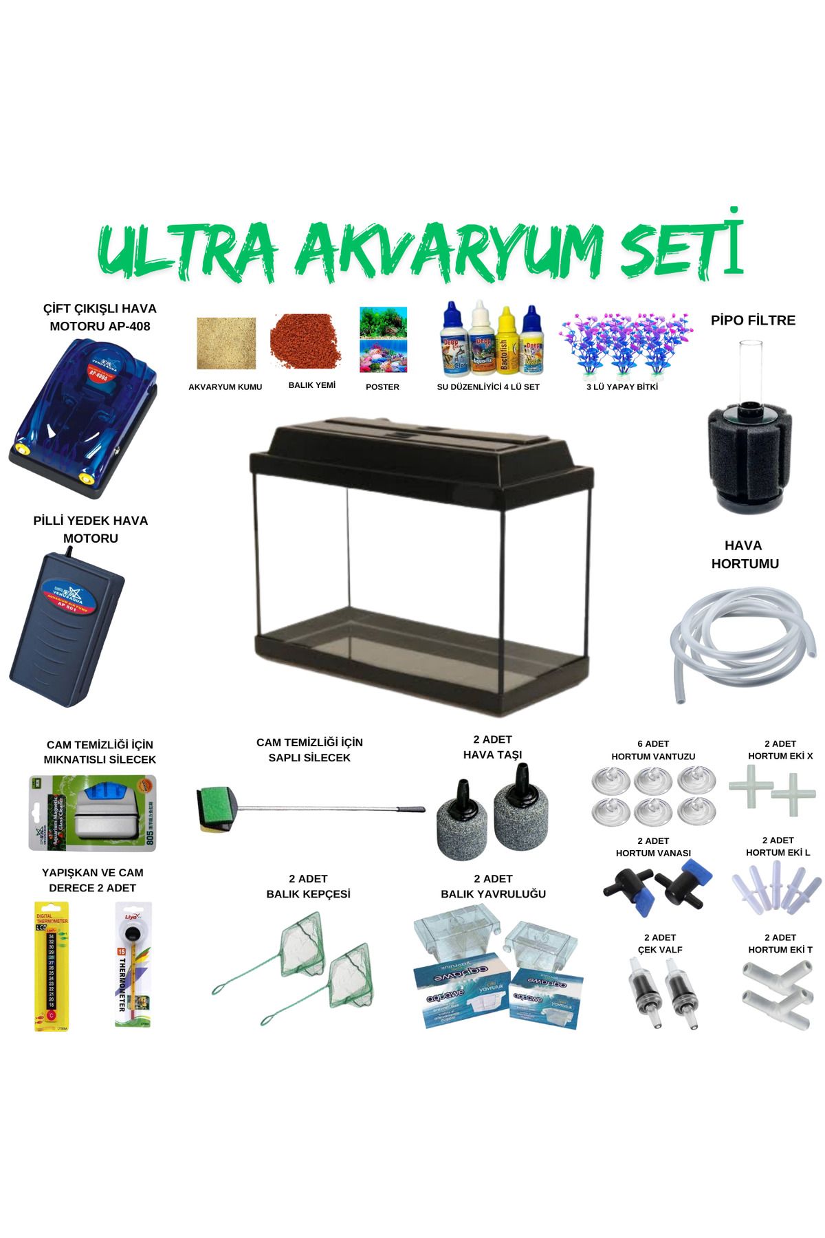 MS AKVARYUM CANLILARI ÜRETİM VE TEDARİK TESİSİ ULTRA FULL AKVARYUM SETİ 41 PARÇA GARANTİLİ GÖNDERİM