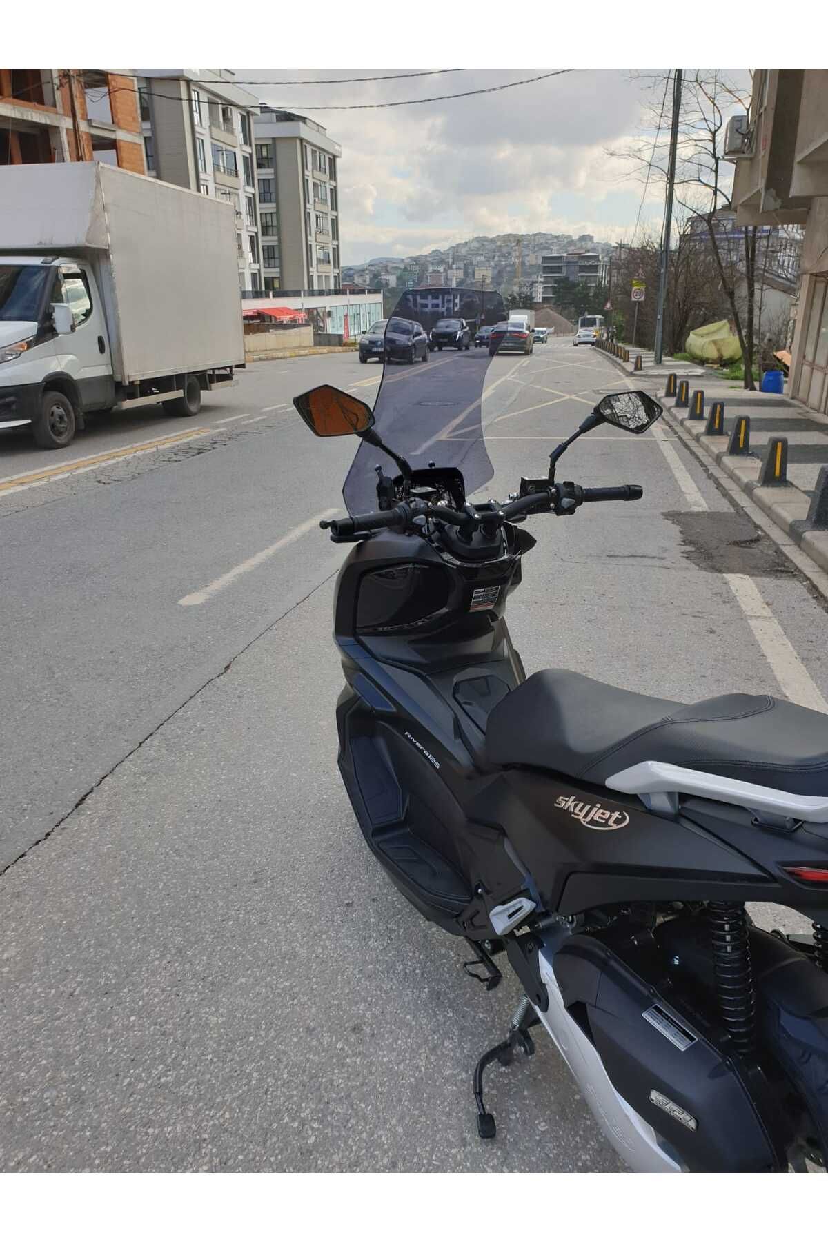 Skyjet Rivero 125 Siperlik Ön Cam 2025 Model 75cm Füme Renkli 4mm UZUN CAM
