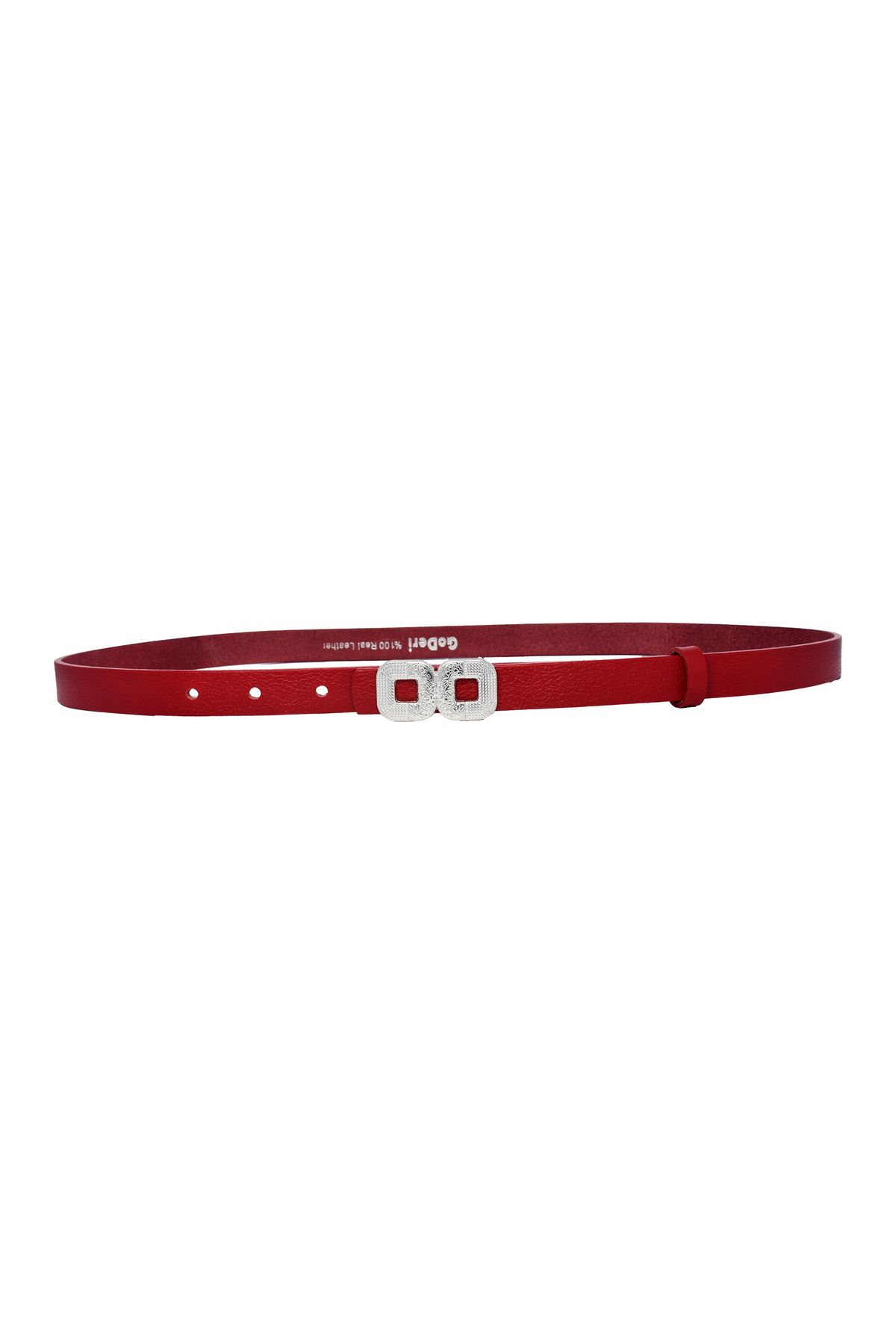 GoDeri-2cm Thin Red Women's Belt - 100% Genuine Leather with Silver Buckle; for Dress and Pants 5