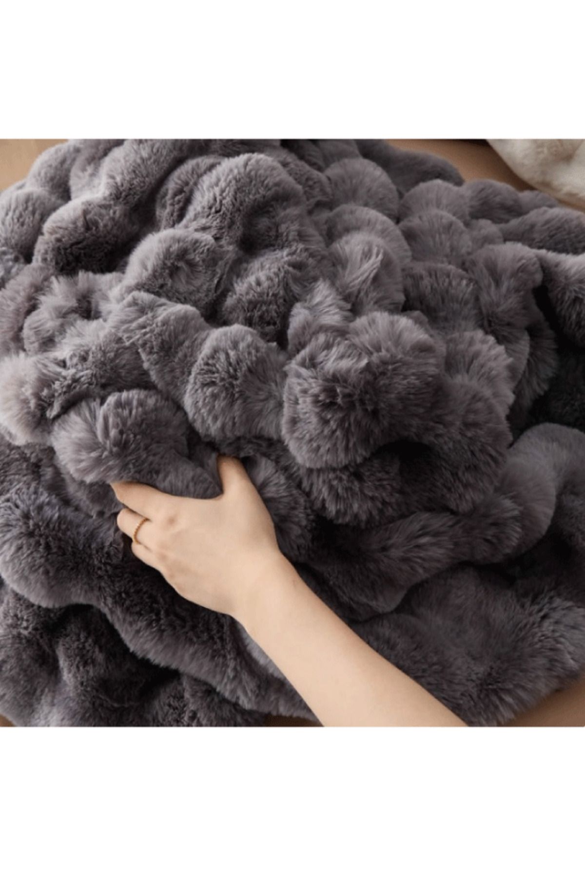 sevaradekor-Husă de canapea de pluș Husă de canapea pufoasă Bubble Fleece 150 X 100 Cm 4