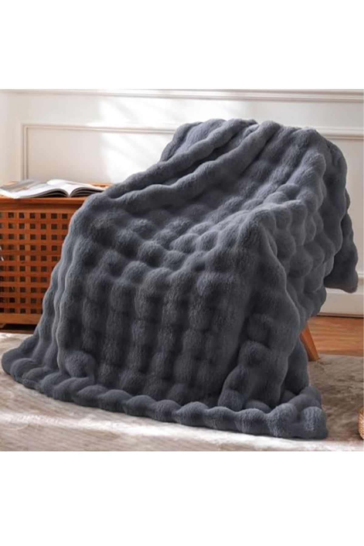 sevaradekor-Husă de canapea de pluș Husă de canapea pufoasă Bubble Fleece 150 X 100 Cm 1