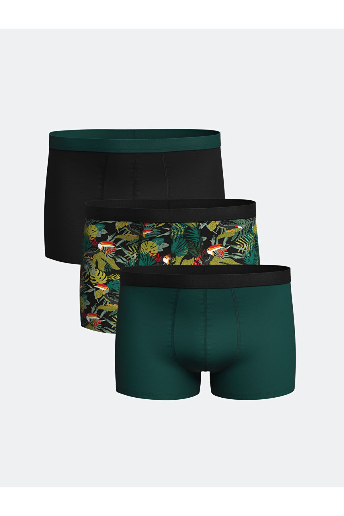 LC Waikiki Yeşil Standart Kalıp Pamuklu Esnek Erkek Boxer 3'lü S54895Z8NVY25
