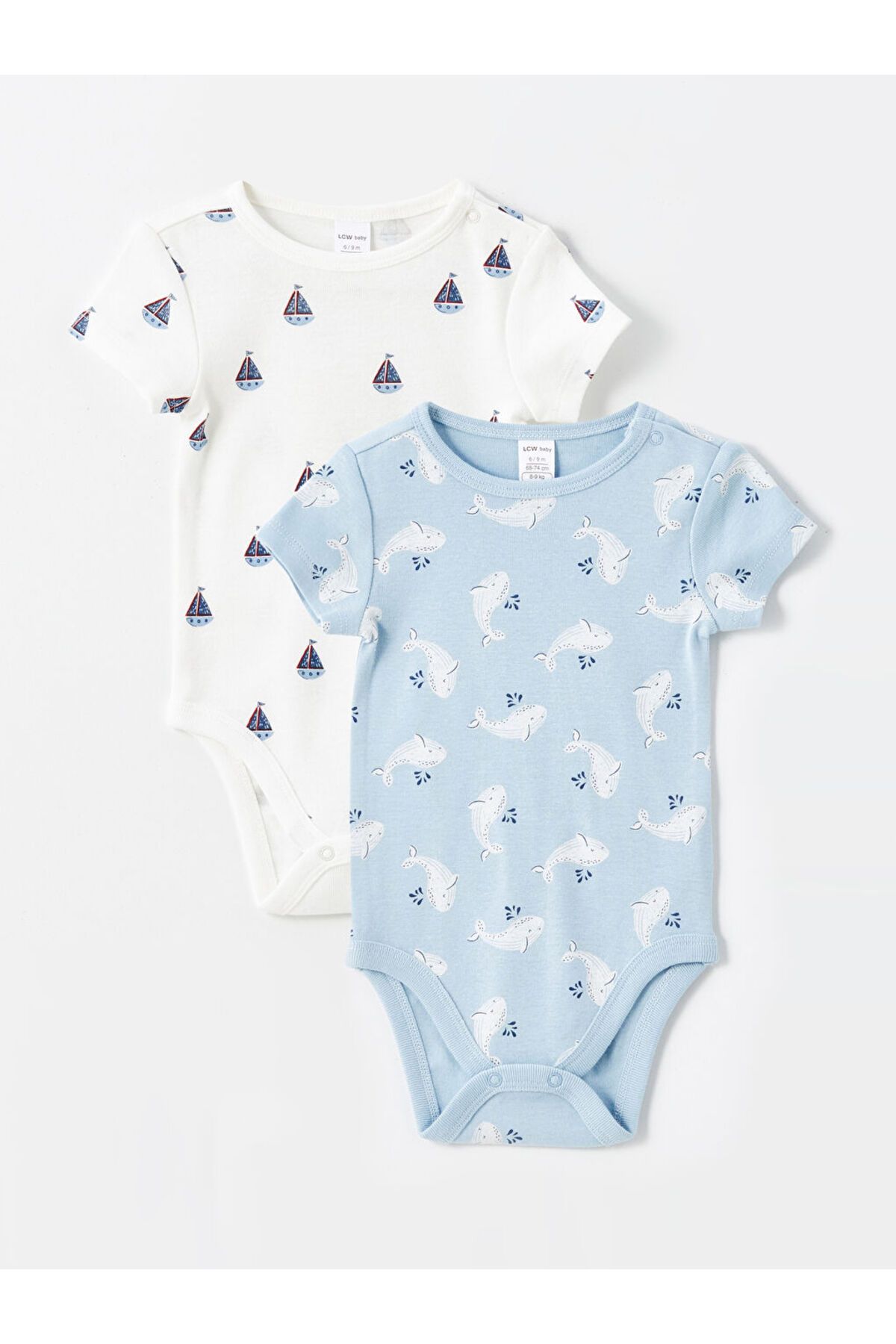LC Waikiki Yeni Sezon Bisiklet Yaka Uzun Kollu Baskili Erkek Bebek Citcitli Bodysuit 2'li -