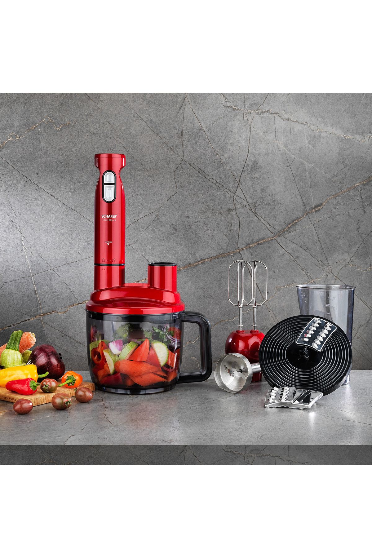 Chef Blend Mega Blender Set-kırmızı