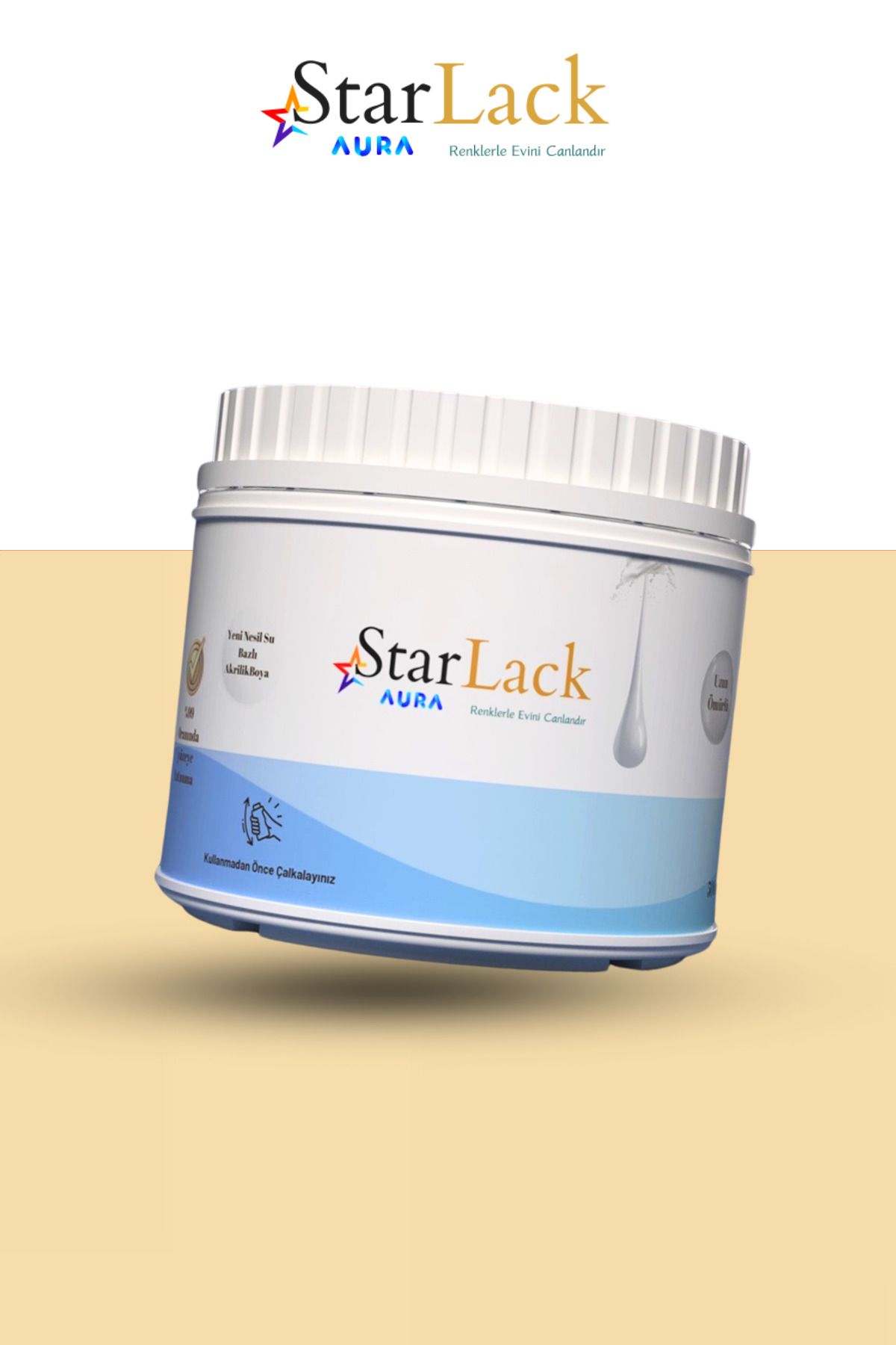 starlack Aura 500ml Akrilik Su Bazlı Hobi Dönüşüm Boyası ( Tezgah-fayans-dolap-cam-plastik-ahşap-kapı )