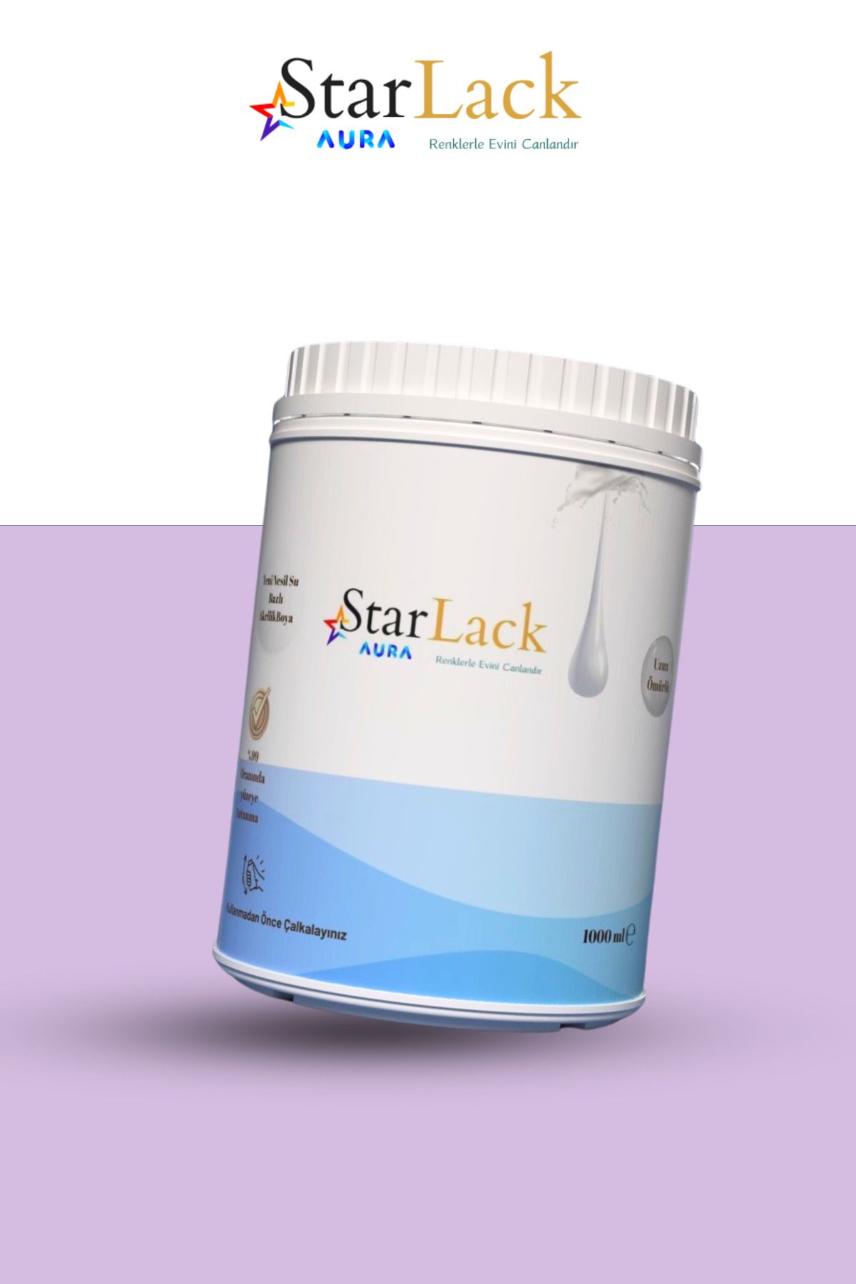 starlack Aura 1000ml Akrilik Su Bazlı Hobi Dönüşüm Boyası ( Tezgah-fayans-dolap-cam-plastik-ahşap-kapı )