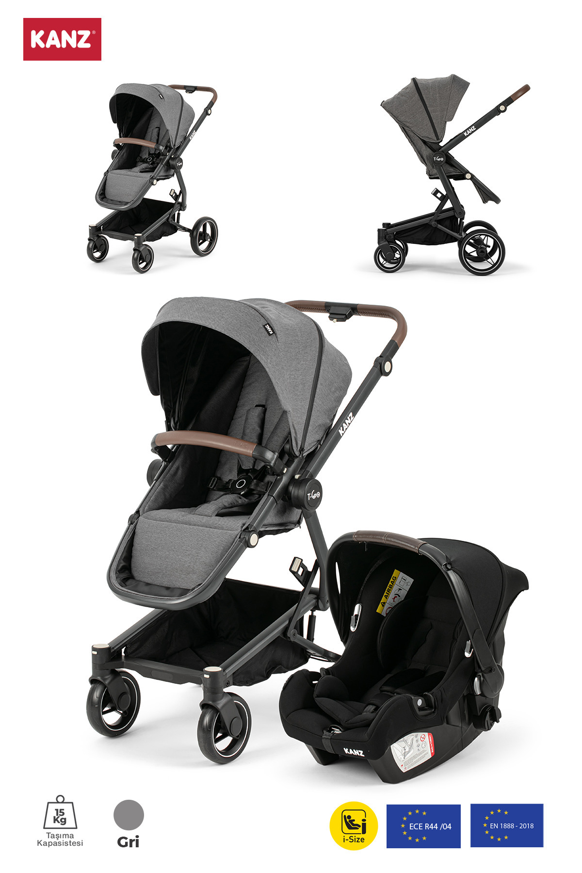Kanz T-go Travel Sistem Bebek Arabası Koyu Gri