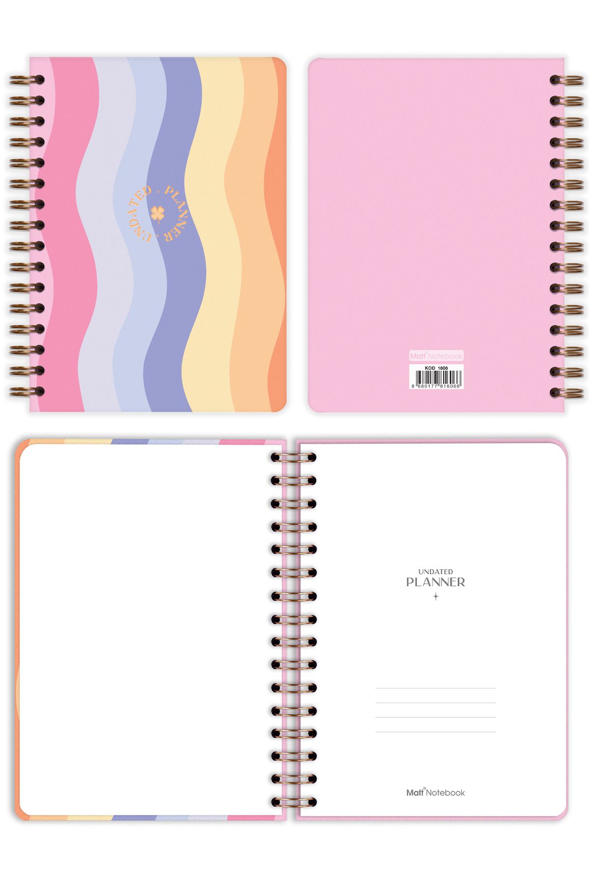 Matt Notebook-A5 Rainbow - Planner Agenda with Spiral and No Time 5