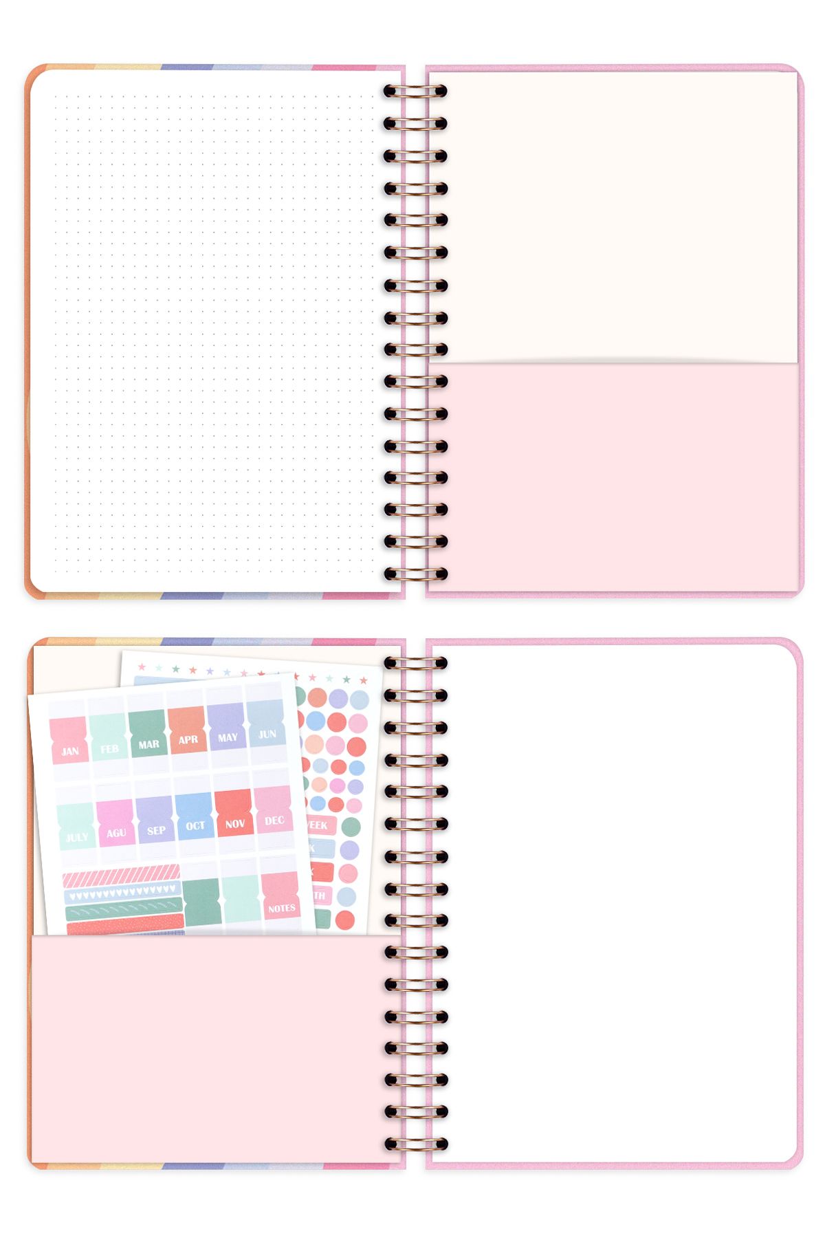 Matt Notebook-A5 Rainbow - Planner Agenda with Spiral and No Time 6