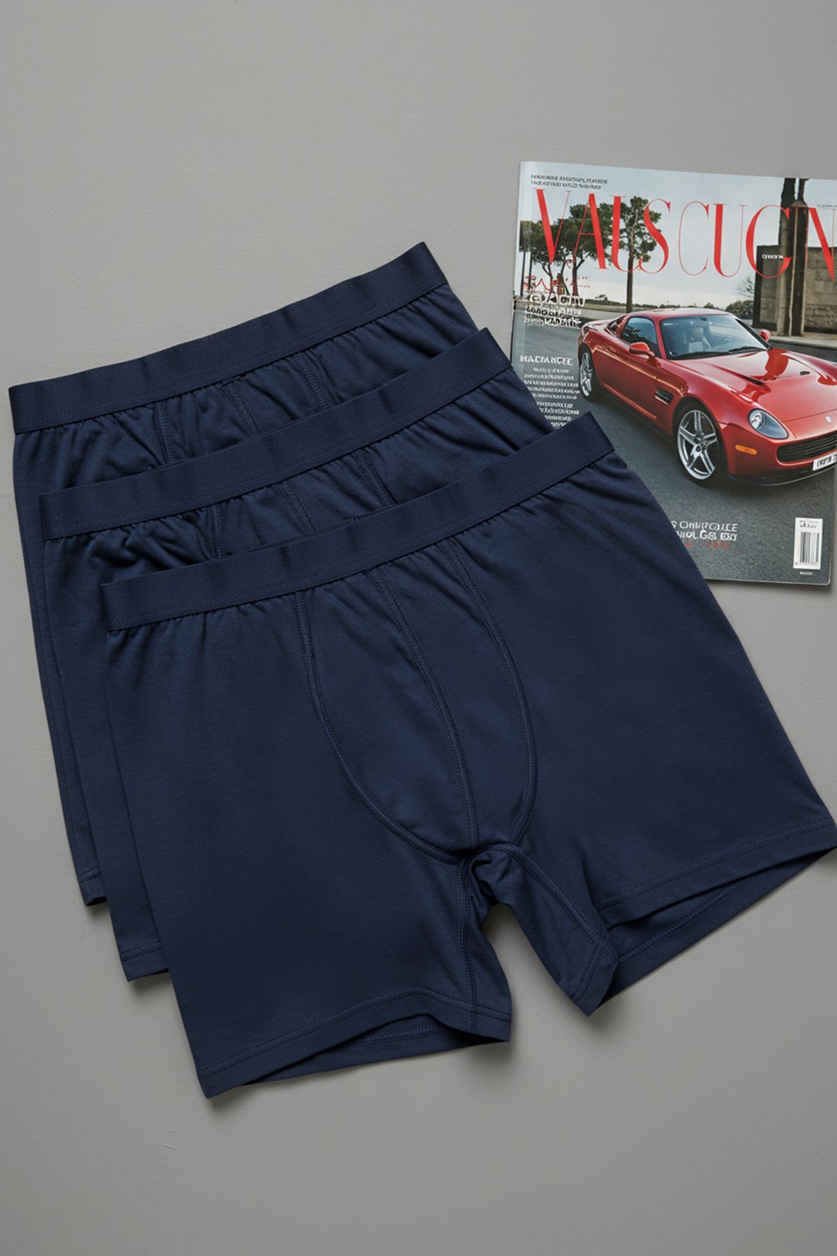 Trendyol Collection-Flache Boxershorts in Marineblau, 3er-Pack - TMNAW20BX0063 1