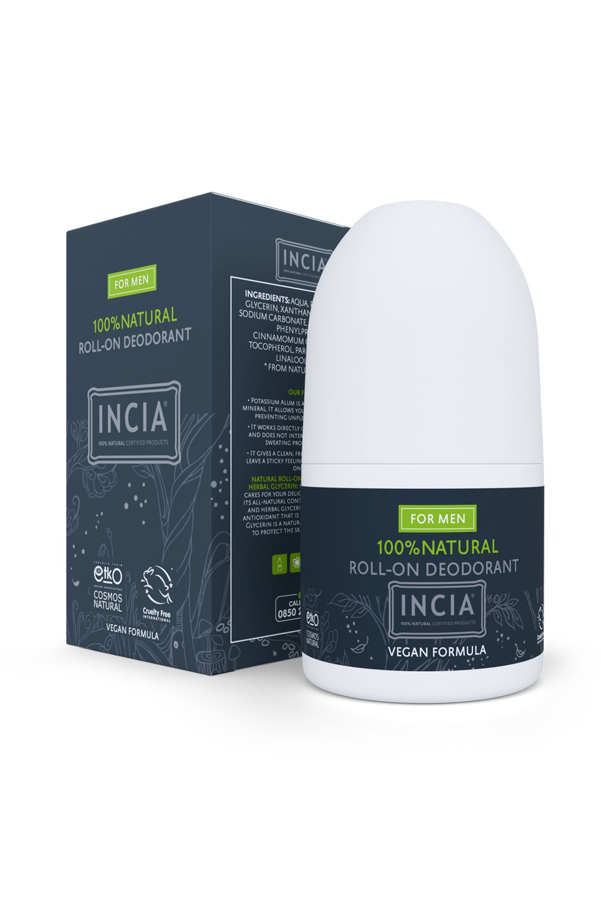 Incia-100 % natürliches Roll-On-Deodorant für Männer, Anti-Schweiß, geruchsneutral, 50 ml 8