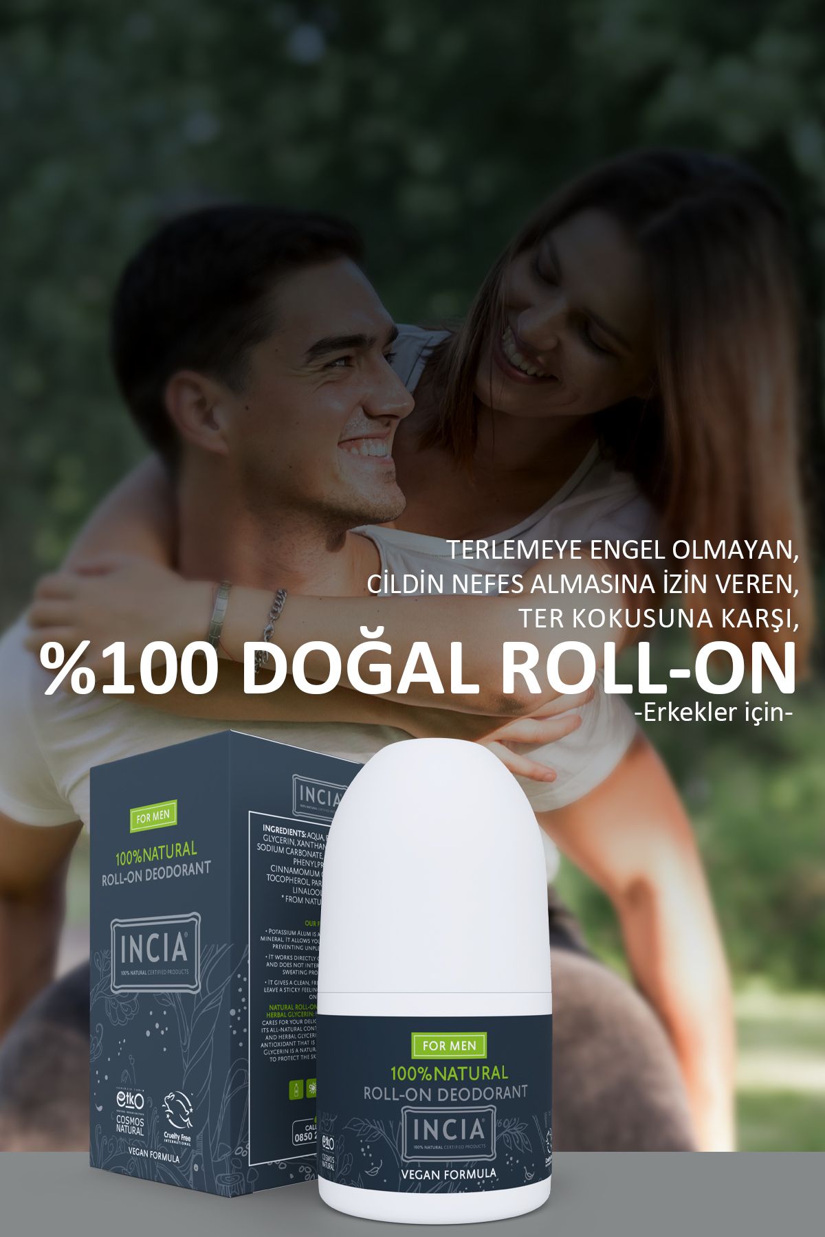 Incia-100 % natürliches Roll-On-Deodorant für Männer, Anti-Schweiß, geruchsneutral, 50 ml 6
