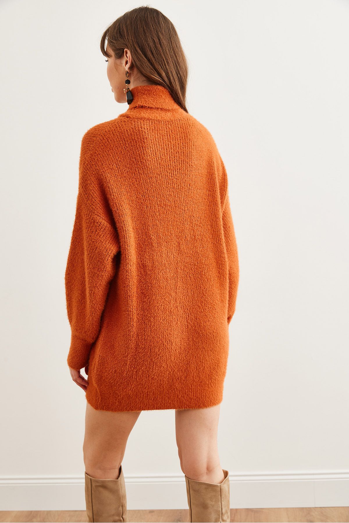 Olalook-Damen-Tunika mit Fliesenmuster, Rollkragenpullover, weicher, strukturierter Bart, Strickwaren, TNK- 19000098 6