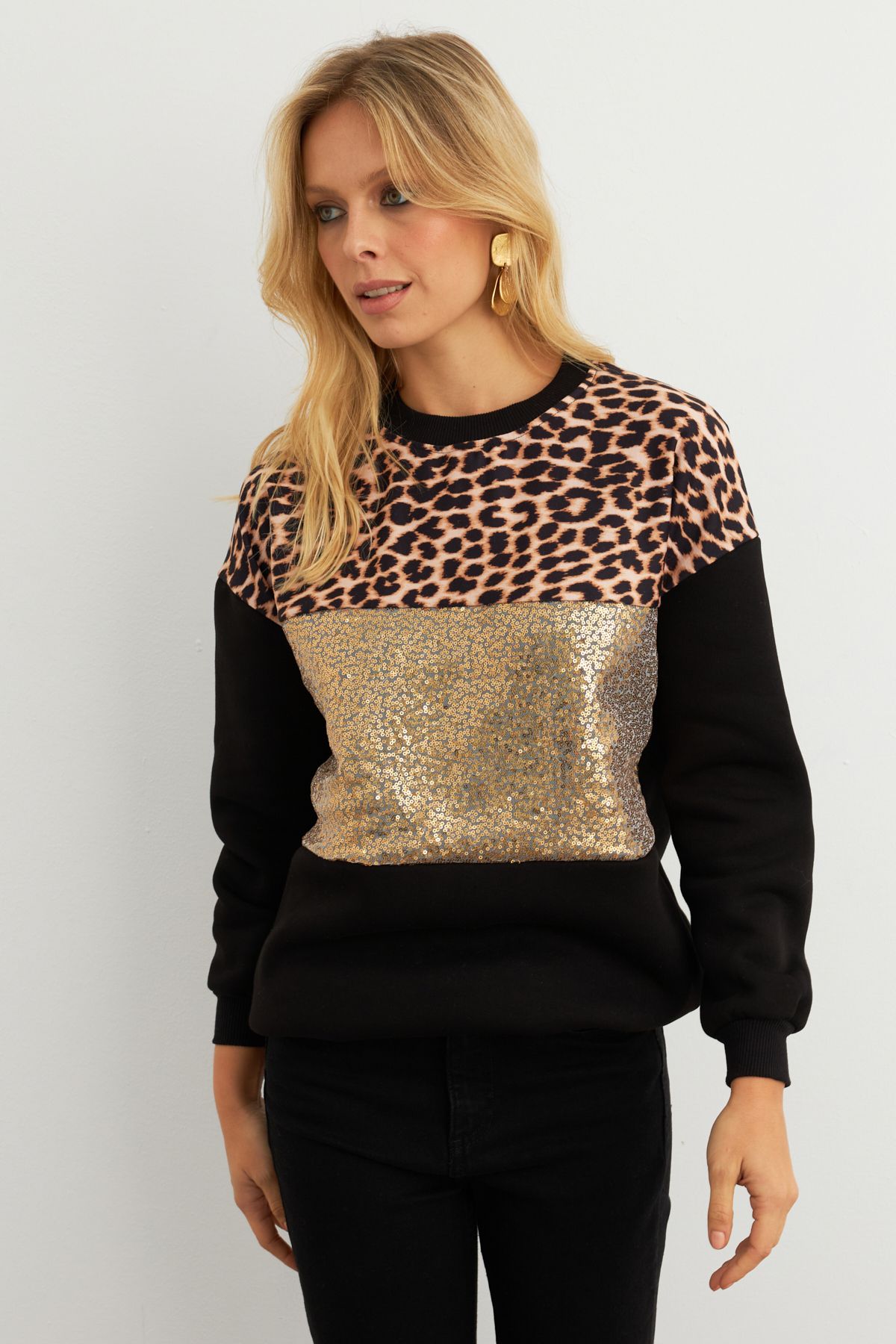 Cool & Modest-Hanorac pentru femei Black-Camel Block MST098 3