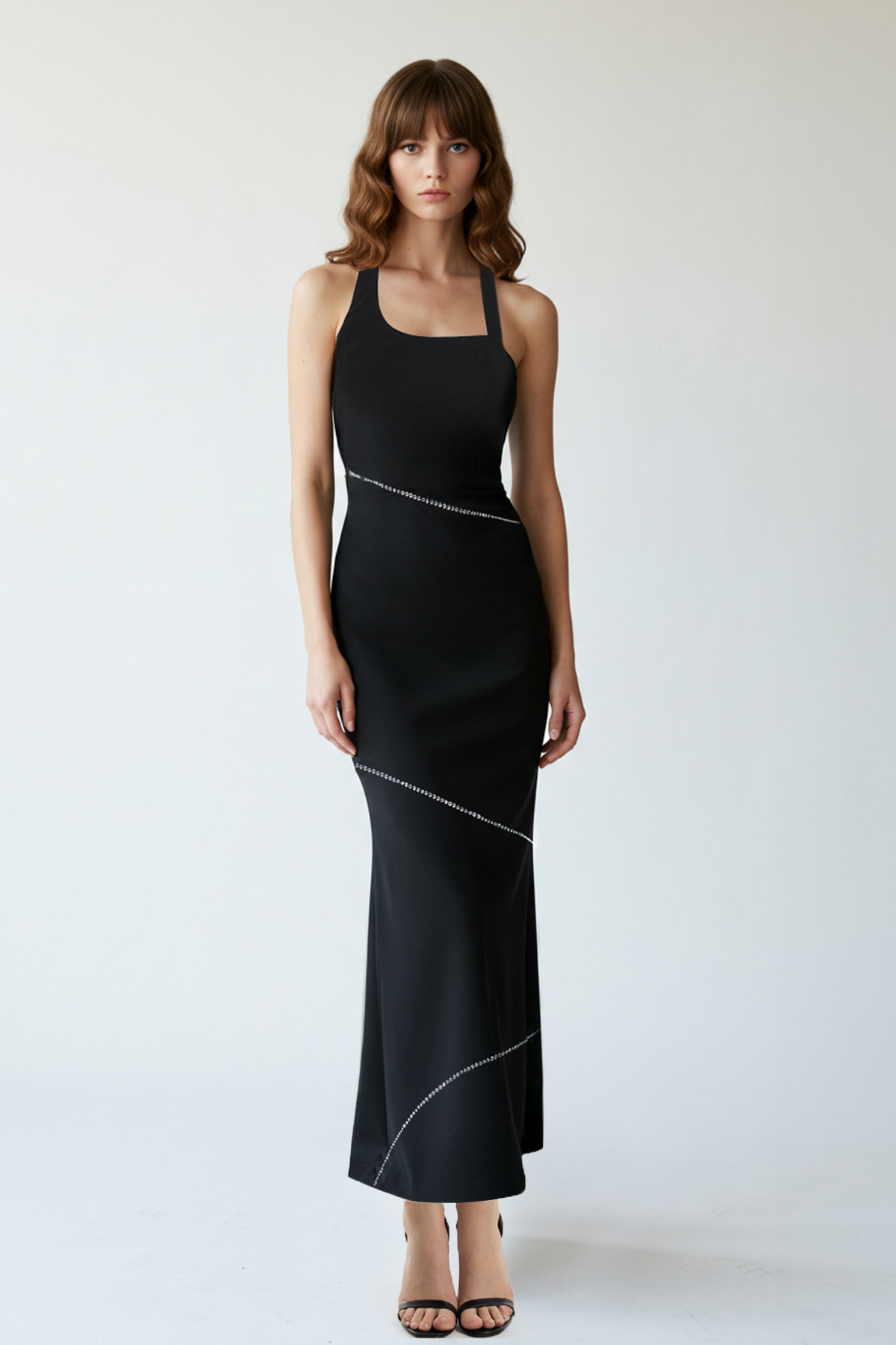 Trendyolmilla  Siyah Vücuda Oturan Parlak Taşlı Dokuma Abiye Gece Mezuniyet Elbisesi TPRSS25EL00019