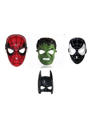 4 Adet Maske Kırmızı Siyah Spider Man Hulk Ve Batman Maskesi LMT4LÜMASKE