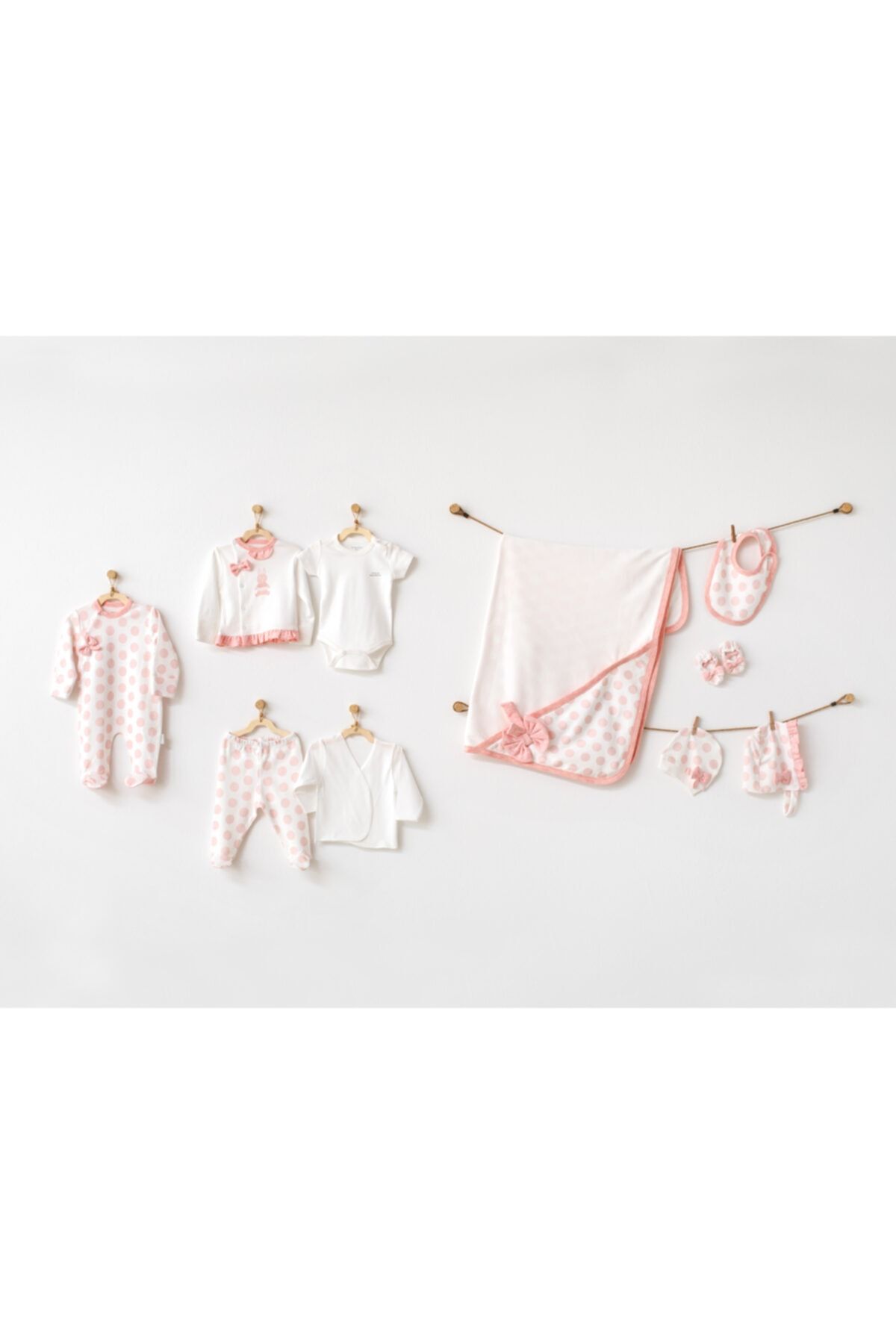 andywawa Bebek Hastane Çıkışı 10 Pcs Newborn Set Polka Dot