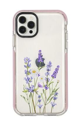 Iphone 12 Pro Lavender Desenli Candy Bumper Silikonlu Telefon Kılıfı MC12PCBTS61