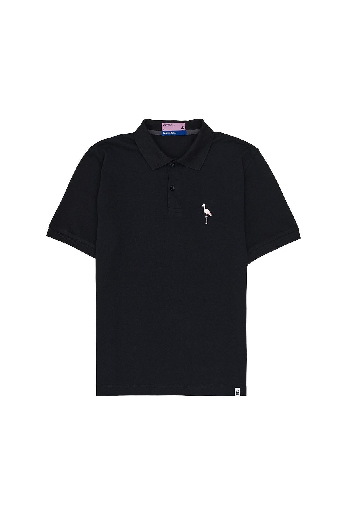 WWF Market Flamingo Polo Neck T Shirt Black Trendyol