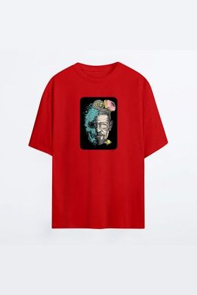 Breaking Bad Walter White 18 Kırmızı Hg Erkek Oversize Tshirt - Tişört OT-MAN-HG-BRKNGBD18