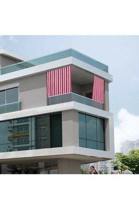 Kırmızı Beyaz Çizgili Balkon Perdesi, Balkon Çadır Brandası, Balkon Güneşlik 2021balkonperdesi
