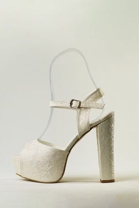 14cm Kırık Beyaz Dantel Gelin Ayakkabısı, Gelinlik Ayakkabısı, Dengeli Ve Rahattır. 421421