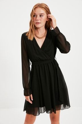 Siyah Kuşaklı Elbise TWOAW20EL0789