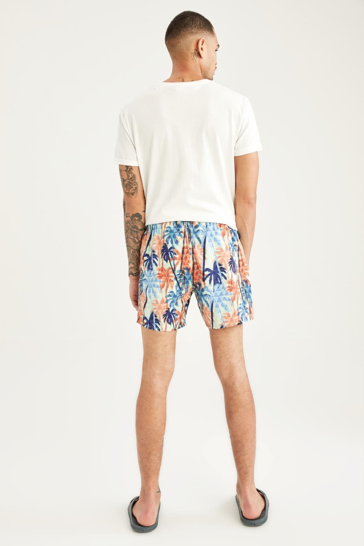DeFacto-Palm Tree Patterned Short Swim Shorts 5